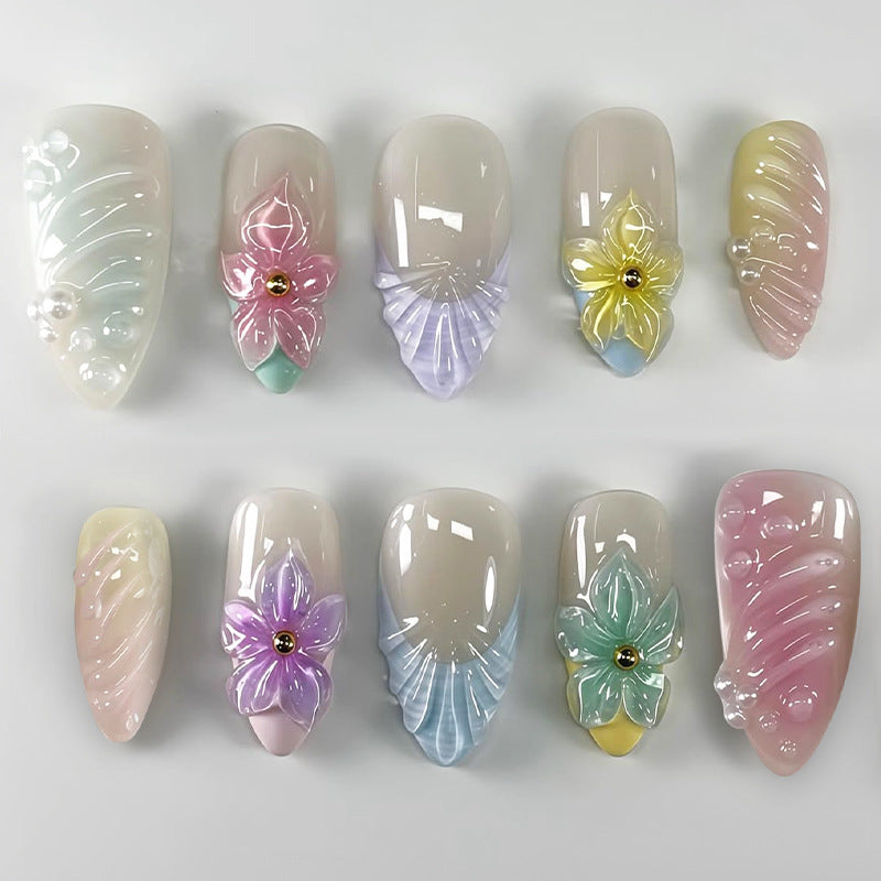Dekoratives florales Nagelkunst Press-On-Set Brehn