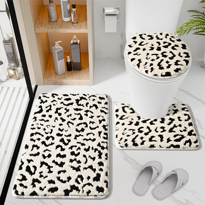 Weiches Luxus-Leopardenmuster-Badeteppich-Set Brehn