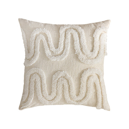 Quadratischer Zierkissenbezug mit 3D‑Chenille‑Wellenstruktur und weichem Baumwollmix Brehn