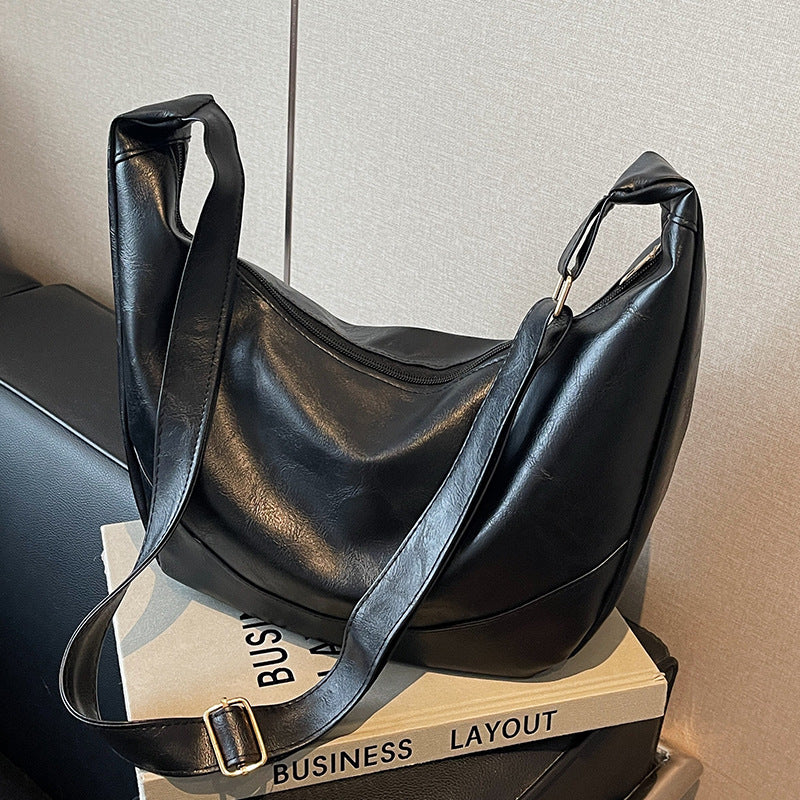 Schlabberige Leder Schultertasche