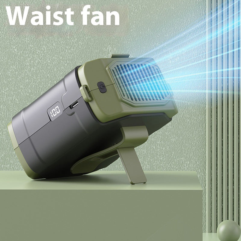 Unisex nan kompakter wiederaufladbarer Taillenventilator mit digitaler Akkuanzeige und verstellbarem Neigefuß Brehn
