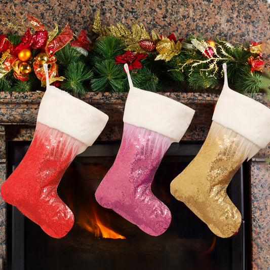 Dekorative Pailletten Weihnachtsstrümpfe