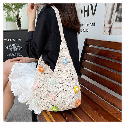 Florale verziertes Häkel-Schultertasche Brehn