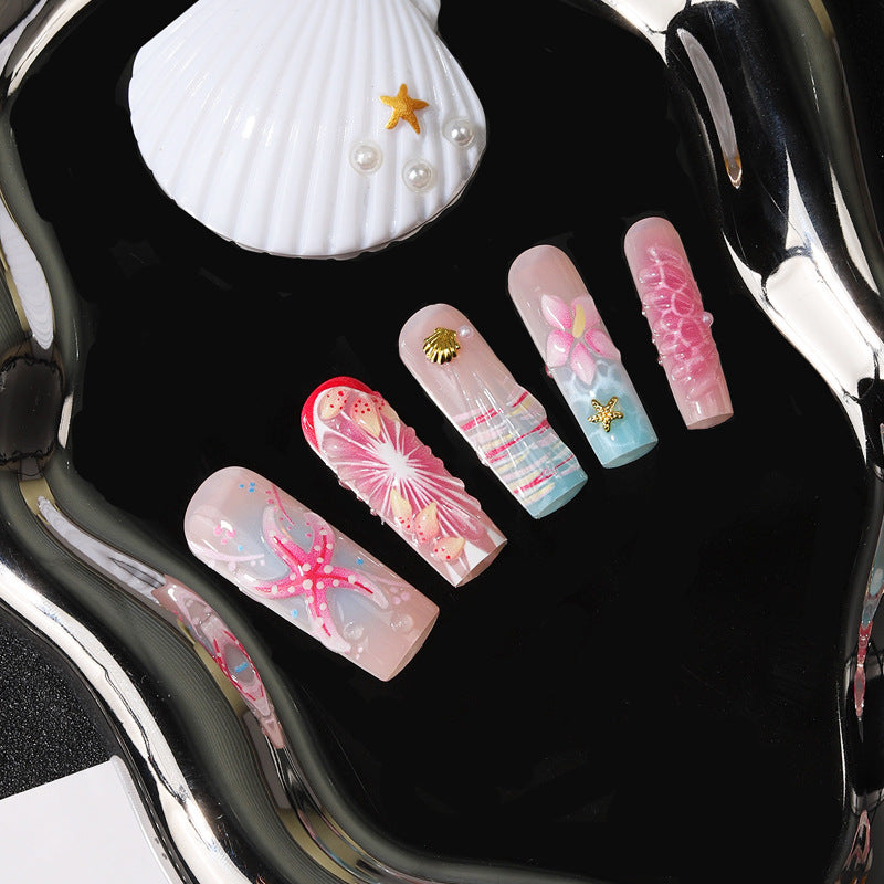 Tropisch vom Ozean inspiriertes Press-On Nagelset Brehn