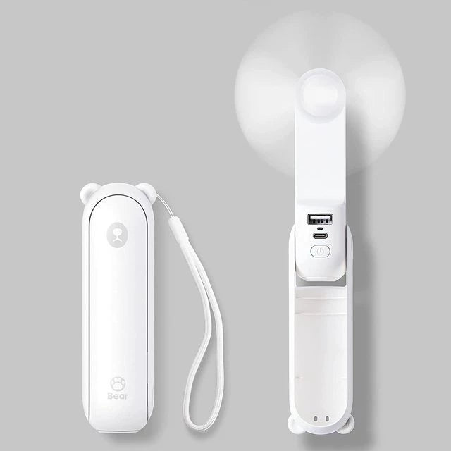 Unisex Einheitsgröße faltbarer aufladbarer Handventilator mit integriertem Powerbank und dualen USB-Ladeports Brehn