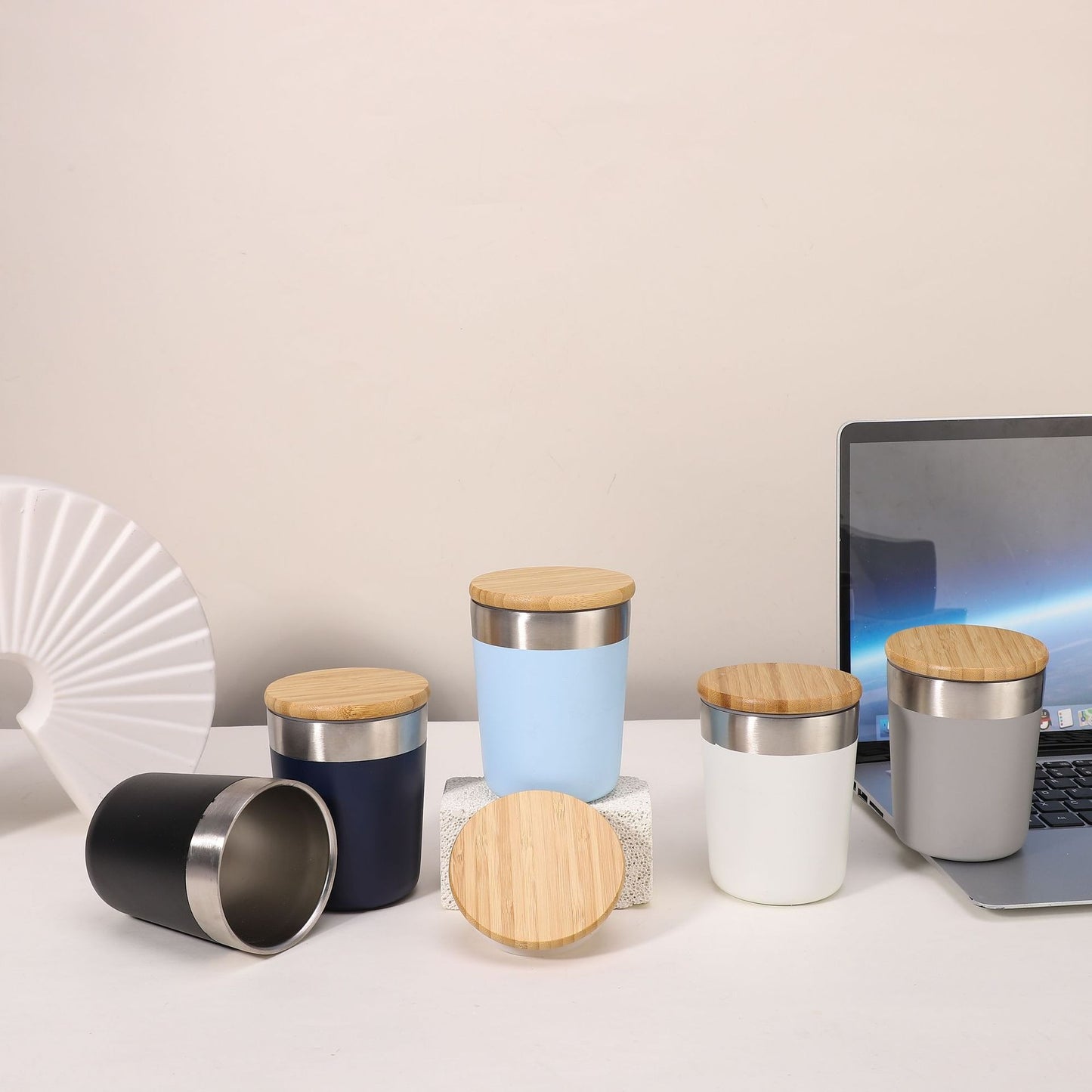 Damen Isolierkaffeebecher mit Bambusdeckel Brehn