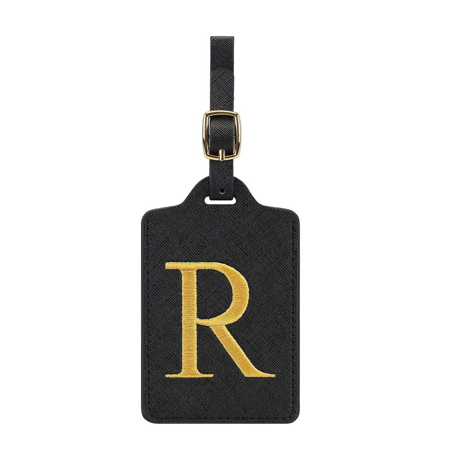 gesticktes Initialen-Monogramm-Leder-Gepäckanhänger mit verstellbarem Schnallenriemen Brehn