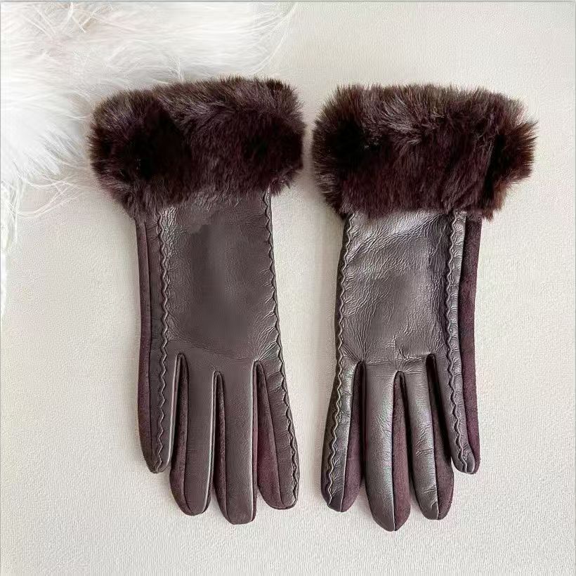 Luxuriöse Kunstpelz-Bündchen-Lederhandschuhe Brehn