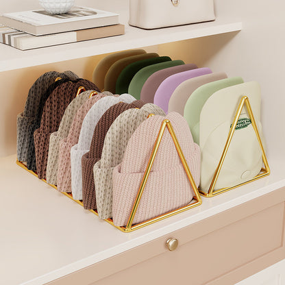 Dreieckiger Metall-Multi-Slot-Strickmütze und Beaniefächer-Rack