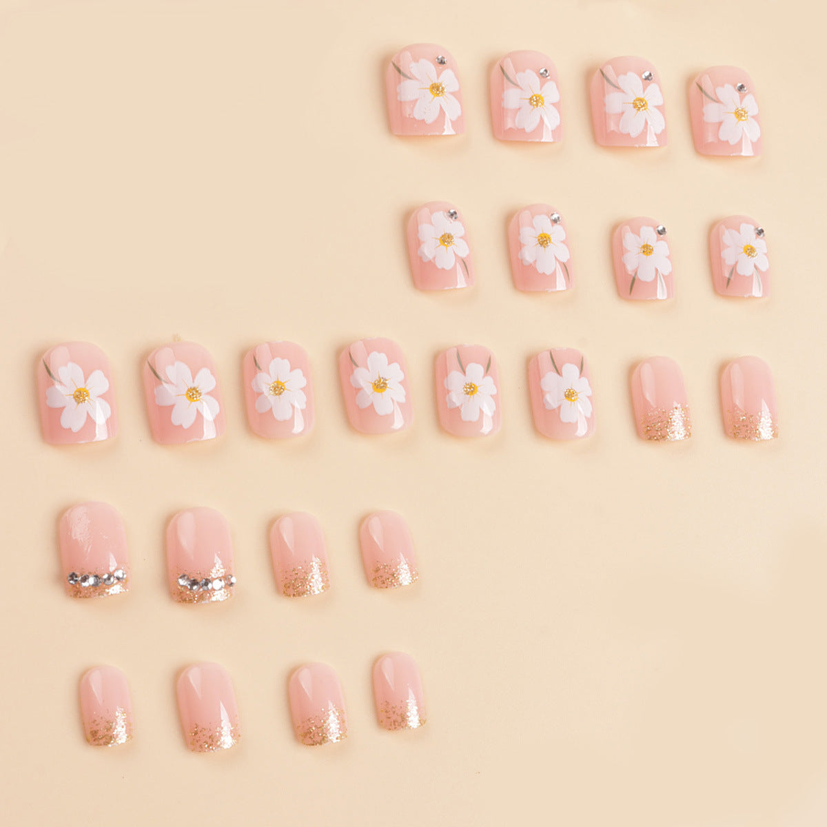 Blumenmuster Press-On Nagelkunst Tipps Brehn