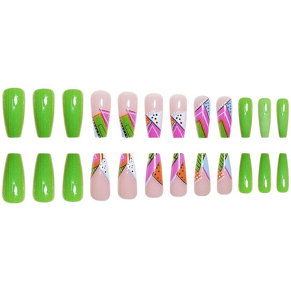 Künstlerische Neon Geometrische Press-On Nagelverlängerungen Brehn
