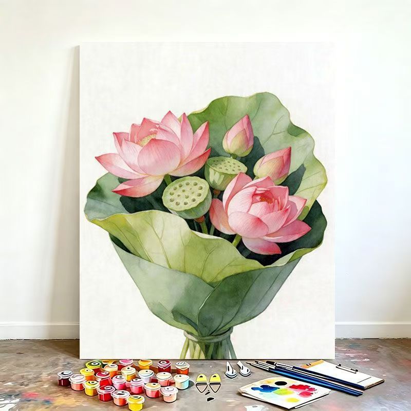 Aquarell Lotusblume Leinwand Kunstset Brehn