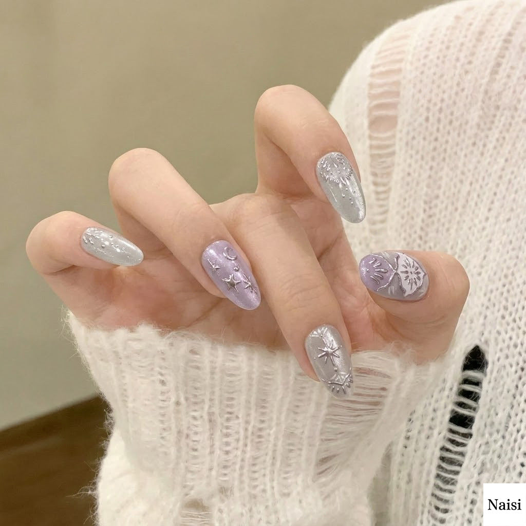 Dekoratives Metallic Press-On Nagelkunst Set Brehn