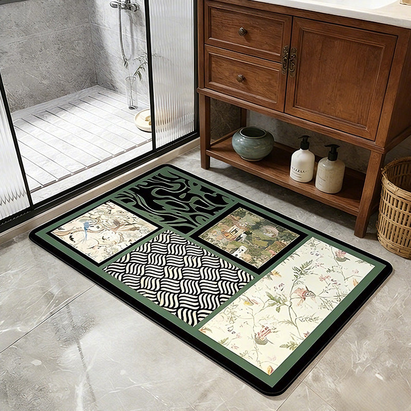 Vintage Floral Decorative Badmat Brehn