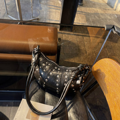 Nieten Texturiertes Lederhandtasche