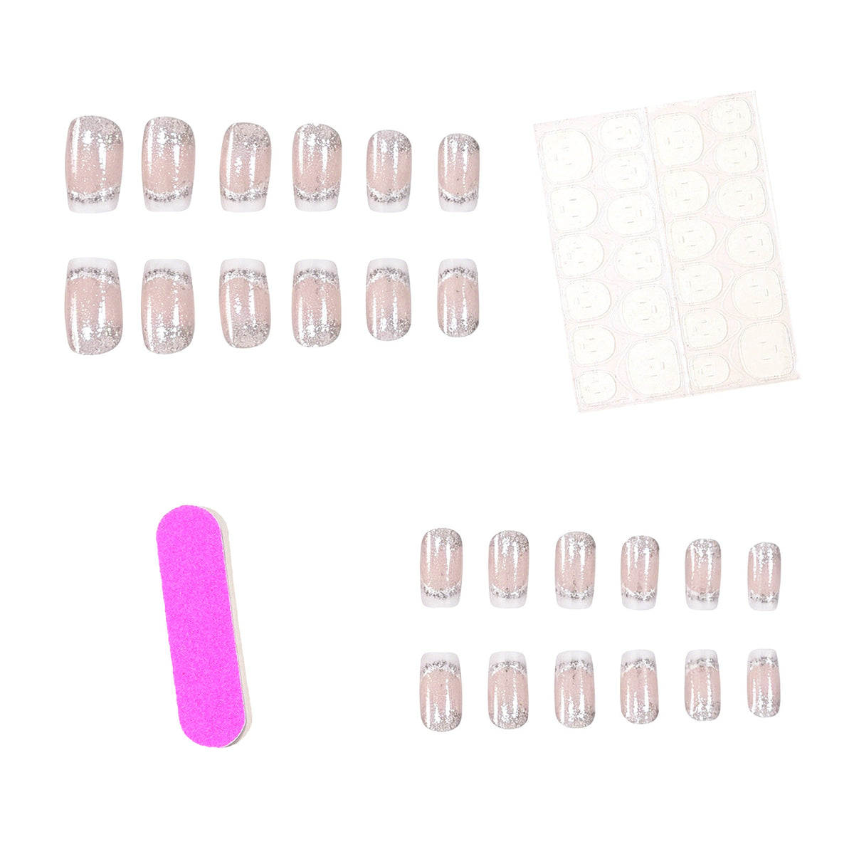 Glitzernde French Tip Acryl-Nagelerweiterungen Brehn