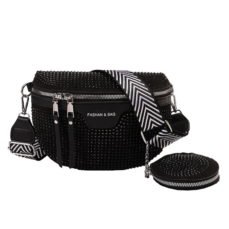 Stylische mit Strass verzierte Mini-Crossbody-Tasche Brehn