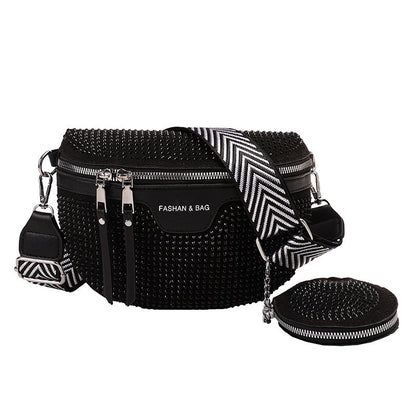 Stylische mit Strass verzierte Mini-Crossbody-Tasche Brehn