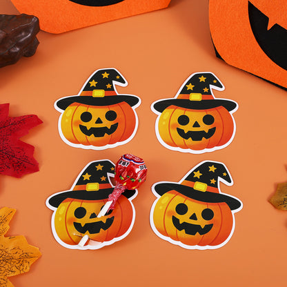 Halloween-Aufkleber Kürbis mit Hexenhut selbstklebend