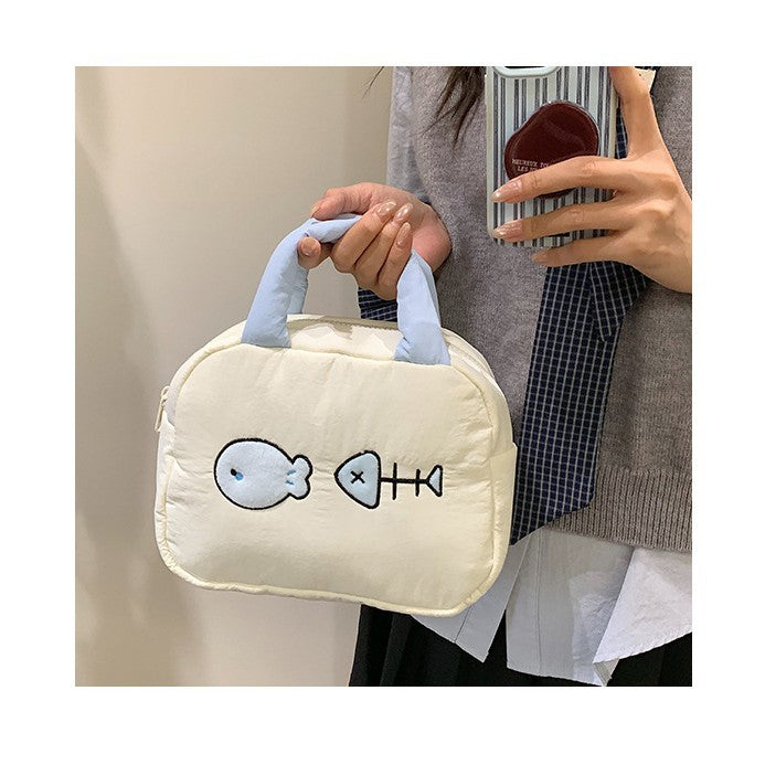 Süße gestickte fischthemen Lunch Tasche Brehn
