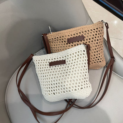Handgeknüpfte Schultertasche mit Lederakzent Brehn