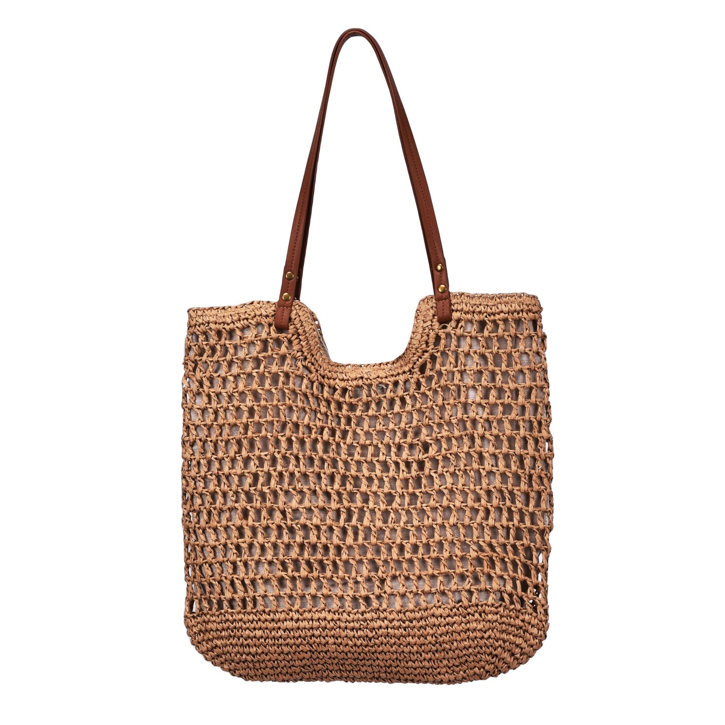 Handgewebte Baumwolltasche mit Ledergriffen Brehn