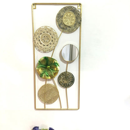 Dekorative Metallwandkunst mit tropischem Blatt- und Spiegeldesign Brehn