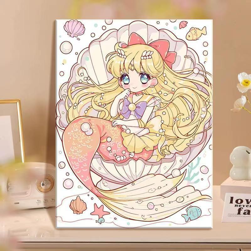 Anime-inspirierte Meerjungfrau Illustrationsleinwandkunst Brehn
