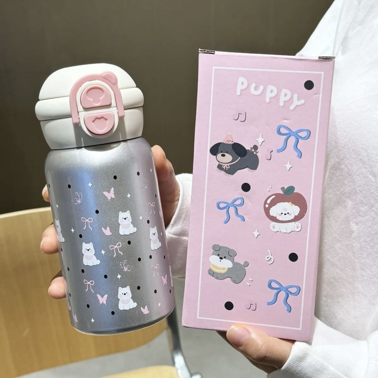 Damen isolierte Trinkflasche mit süßem Motiv Brehn
