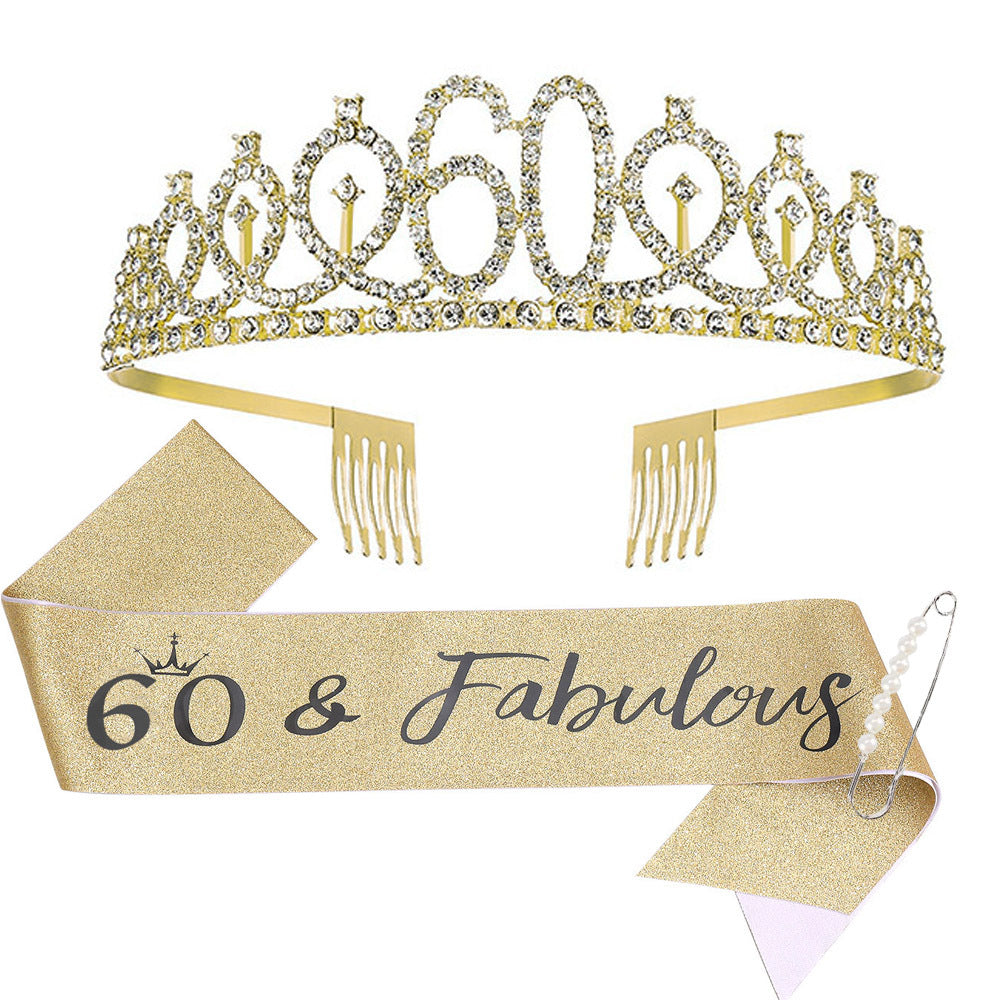Damen Glitzernde Tiara mit personalisiertem 80. Geburtstagsschriftzug Brehn