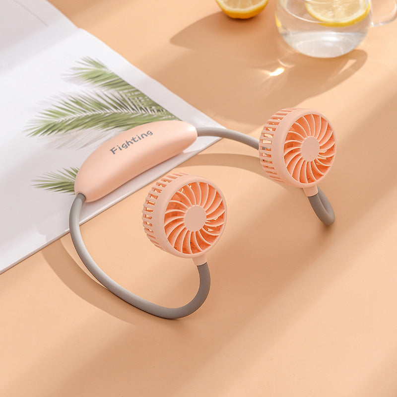 Unisex nan tragbarer Nackenventilator mit doppelten Lüfterköpfen, flexiblem Halsbügel, leisem bürstenlosem Motor und USB-Ladefunktion Brehn