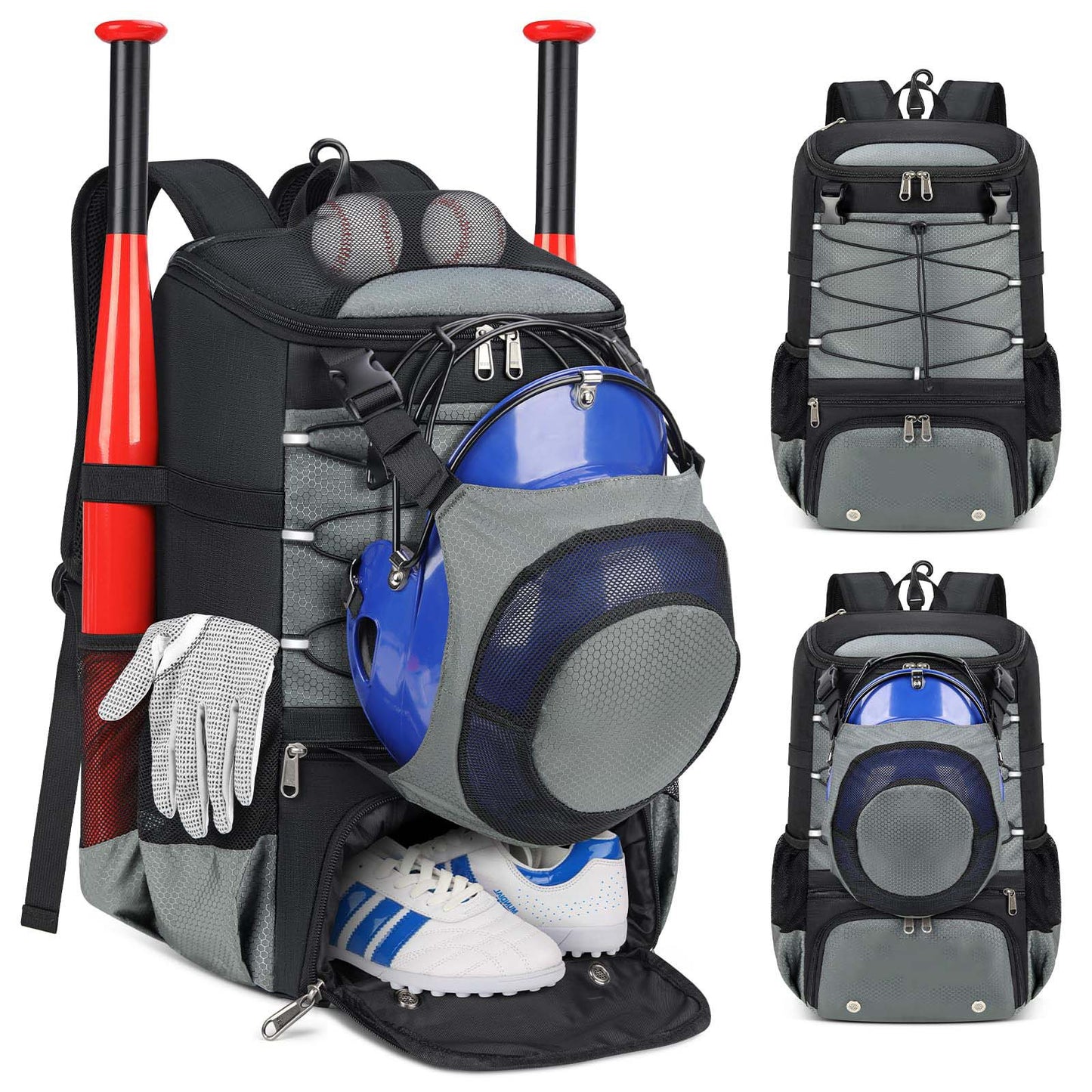 Unisex Sportlicher Baseball-Rucksack mit speziellen Fächern für Equipment Brehn