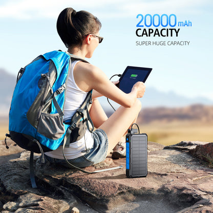 Solar Powerbank mit Schnellladefunktion und Integrierter Taschenlampe Brehn