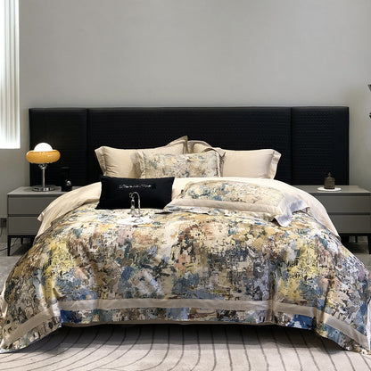 Luxuriöses Baumwollsatin-Bettwäsche-Set mit Tier-Toile-Motiv und Satinkante