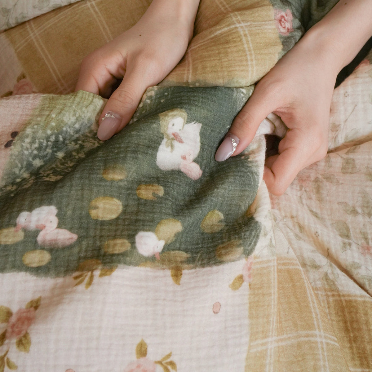 Umkehrbare Patchwork-Baumwolle Quilt Bettbezug Set