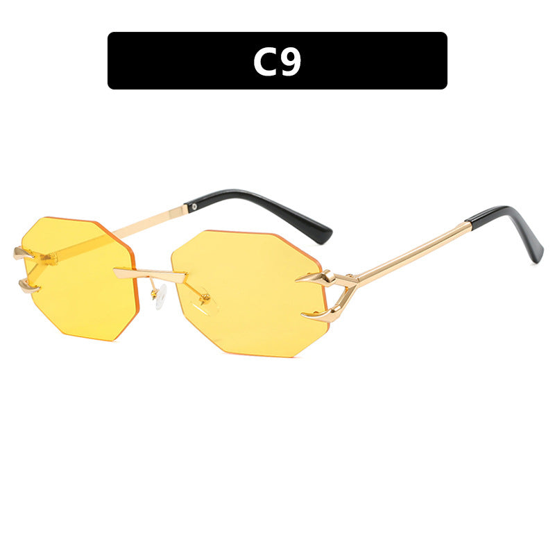 Damen geometrische Sonnenbrille mit modernem Metallrahmen Brehn