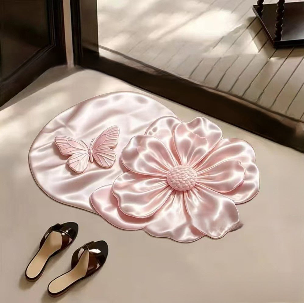 Floral Print Plush Teppich
