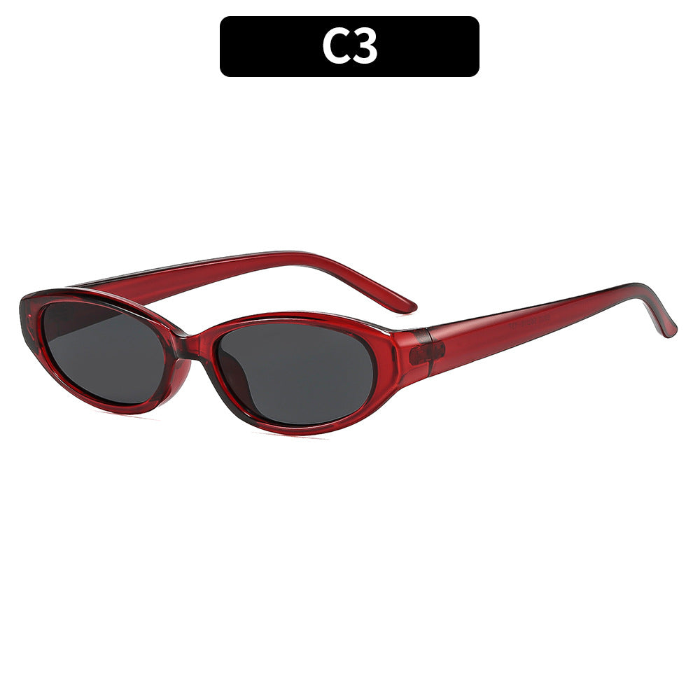 Retro-inspirierte schlanke ovale Fassungs-Sonnenbrille