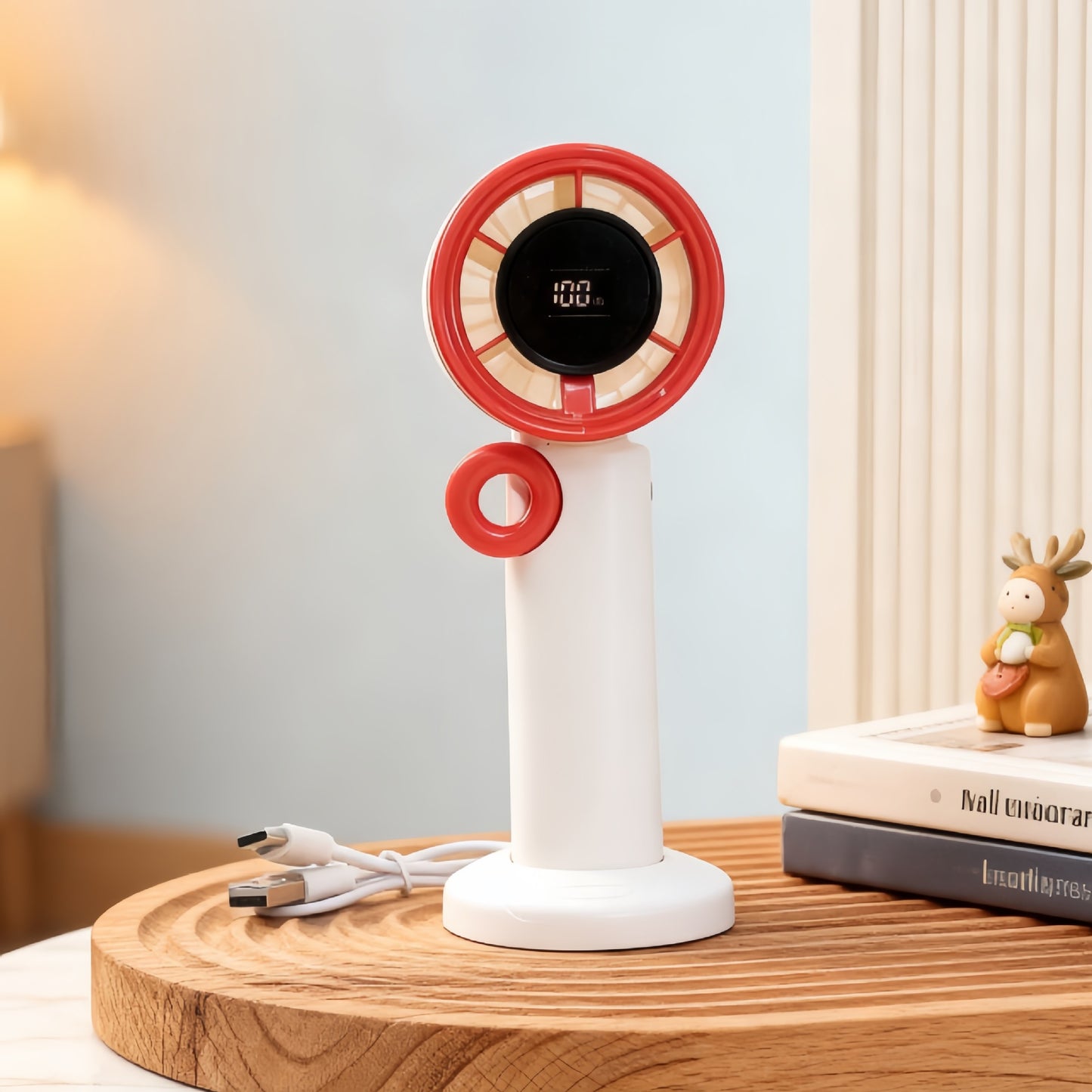 Damen Tragbarer Mini-Ventilator mit digitaler Geschwindigkeitsanzeige und USB-Ladefunktion Brehn