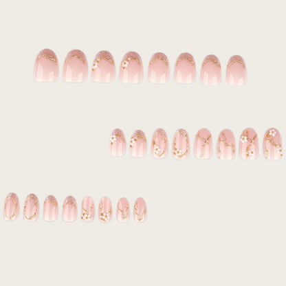 Floral Verzierter Press-On Nail Set Brehn