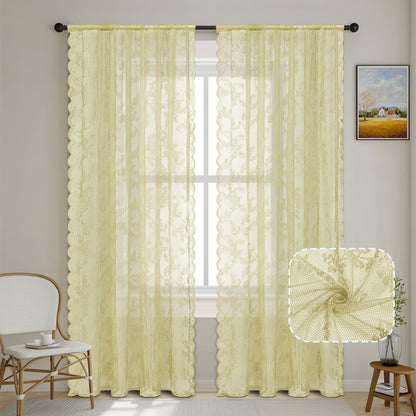 Elegante florale Spitzenfensterbehänge
