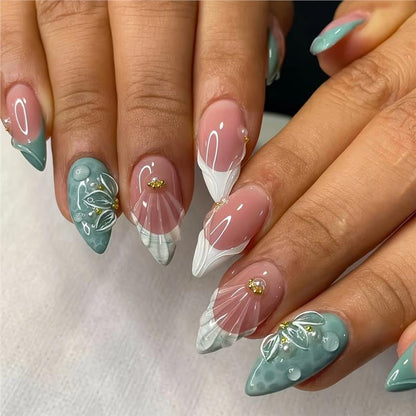 Künstlerische Stiletto Press-On Nägel Brehn