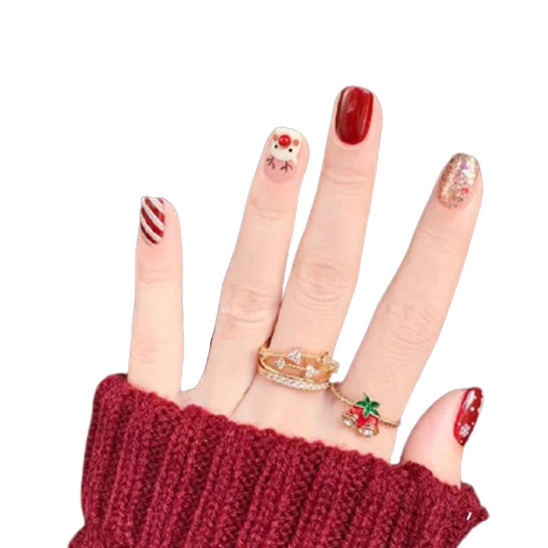 Künstlerisches Press-On-Nagelset mit Tierdruck