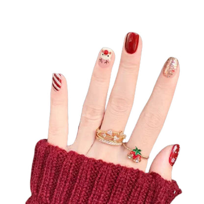 Künstlerisches Press-On-Nagelset mit Tierdruck