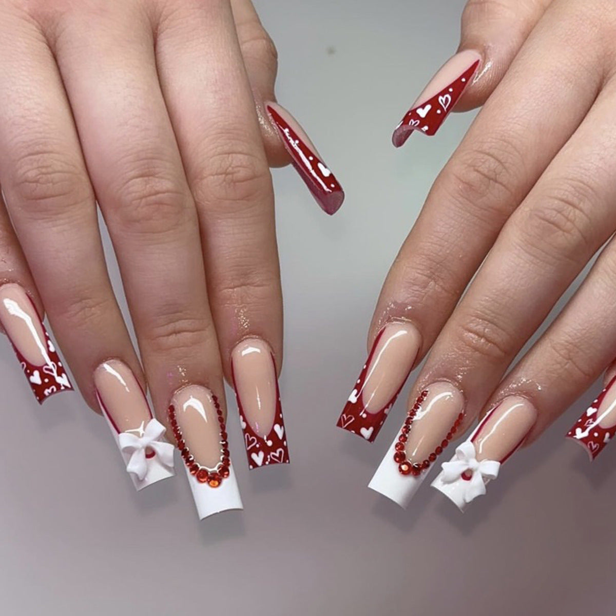 3D Herz-Akzent Press-On Nagelkunst Erweiterungen Brehn