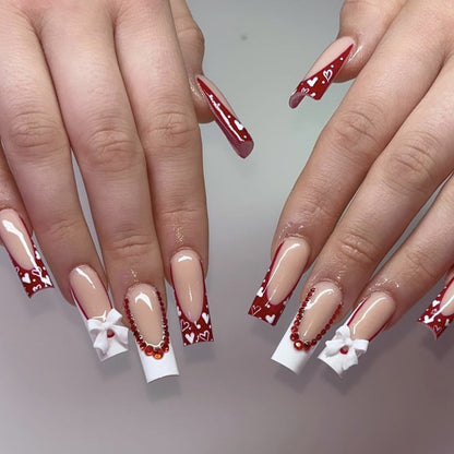 3D Herz-Akzent Press-On Nagelkunst Erweiterungen Brehn