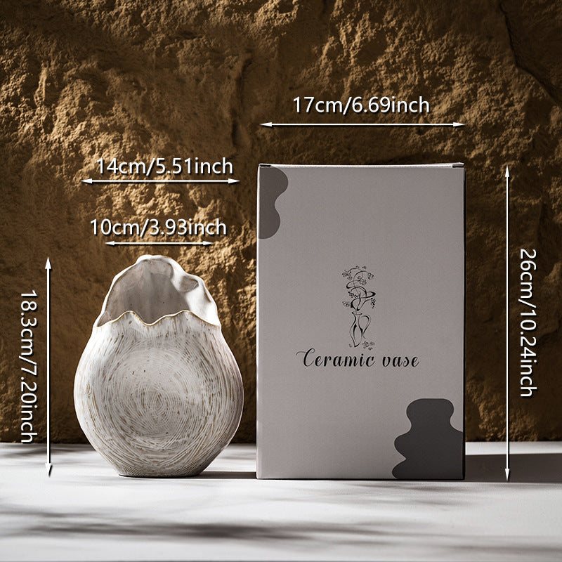 Handgemachte Texturierte Keramische Skulpturale Vase