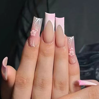 Elegante dekorative florale Press-On-Nagelset Brehn