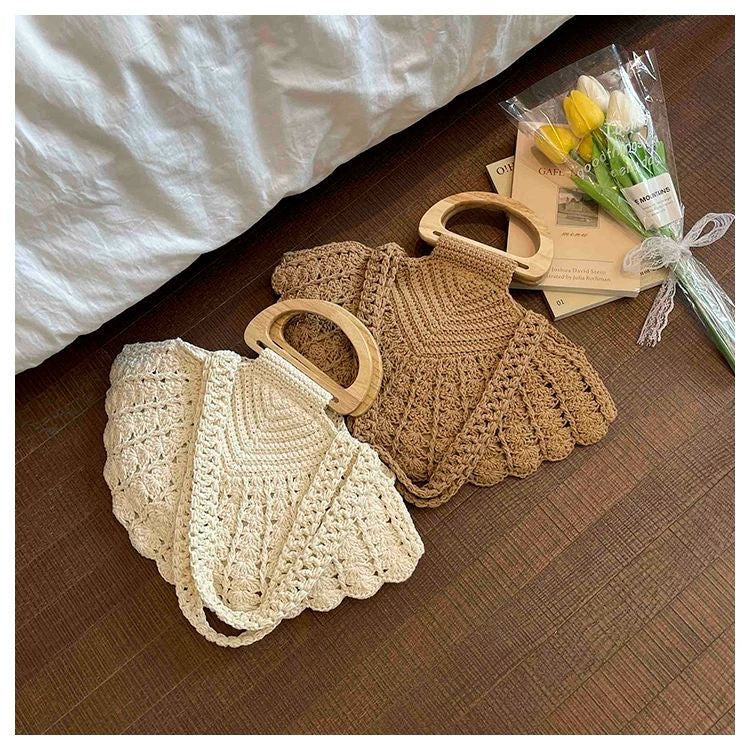 Handtasche mit Holzgriffen Brehn