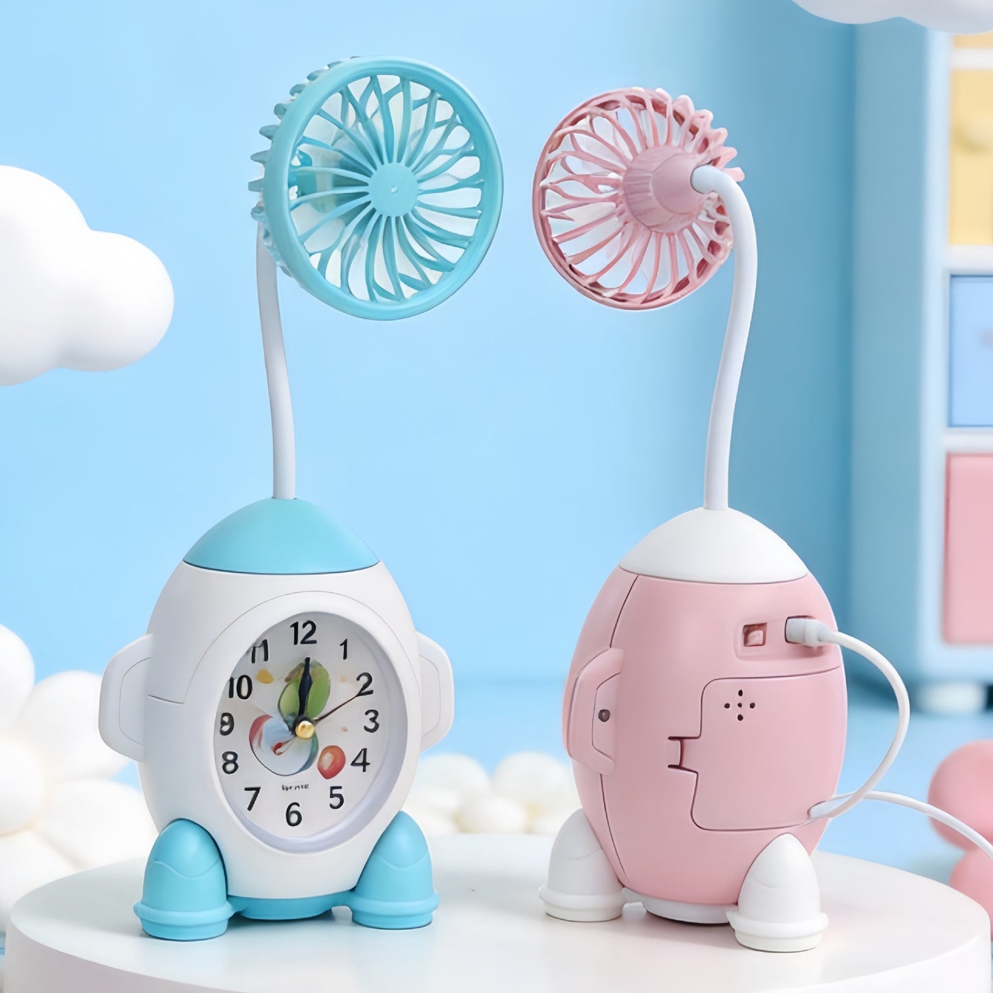 Damen multifunktionale Tischuhr mit integriertem Ventilator Brehn